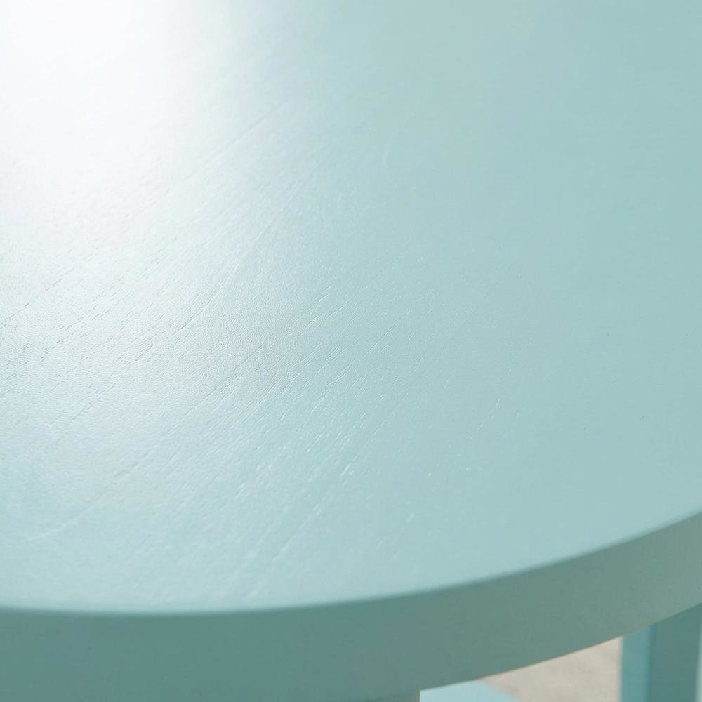 Teal Round End Table with Shelf for Lounge and Living Spaces. Picture 5