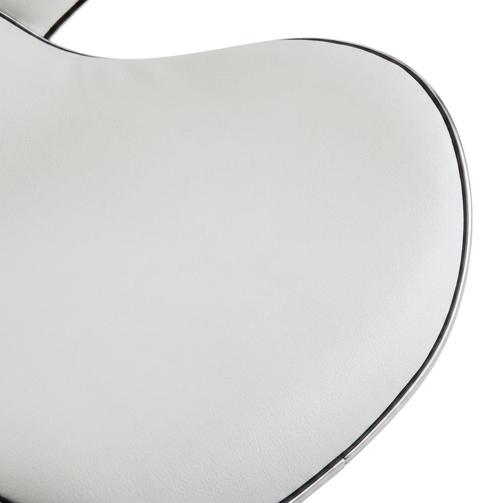 White Leatherette Swivel Barstool Set with Chrome Base and Adjustable Height. Picture 8