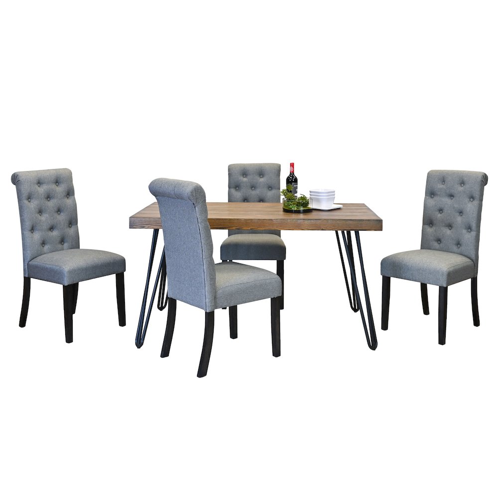 Ashford 5-Pc Dining Set, Hairpin Dining Table with 4 Chairs, Gray. Picture 1
