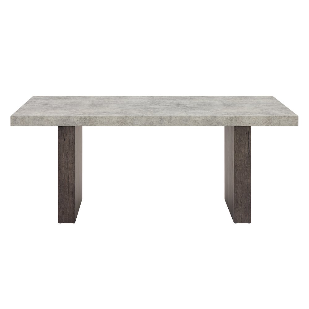 Sorlen 6-PC Dining Set, 3D Faux Concrete Table with 4 Chocolate Chairs and Bench. Picture 17