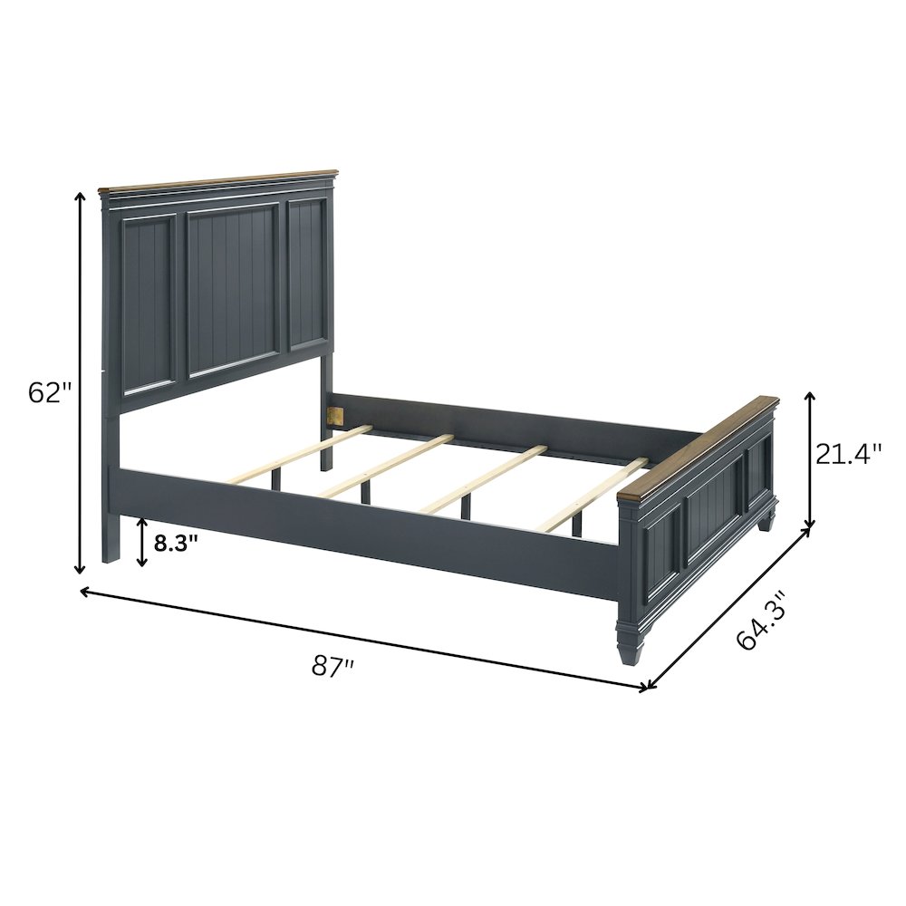 Clelane Shiplap Wood Panel Bed, King, Slate Blue. Picture 5