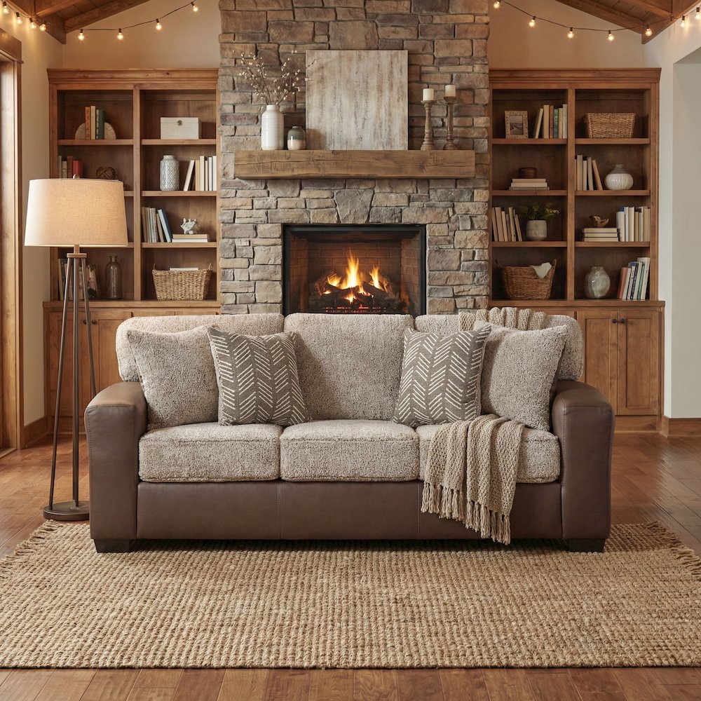 Marvella 2-Piece Living Room Sofa and Loveseat Set, Chocolate Faux Leather. Picture 6