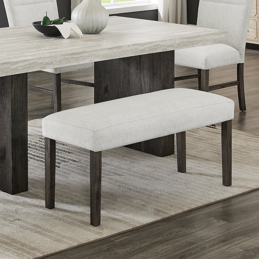 Sorlen Contemporary Upholstered Dining Bench, Gray. Picture 3
