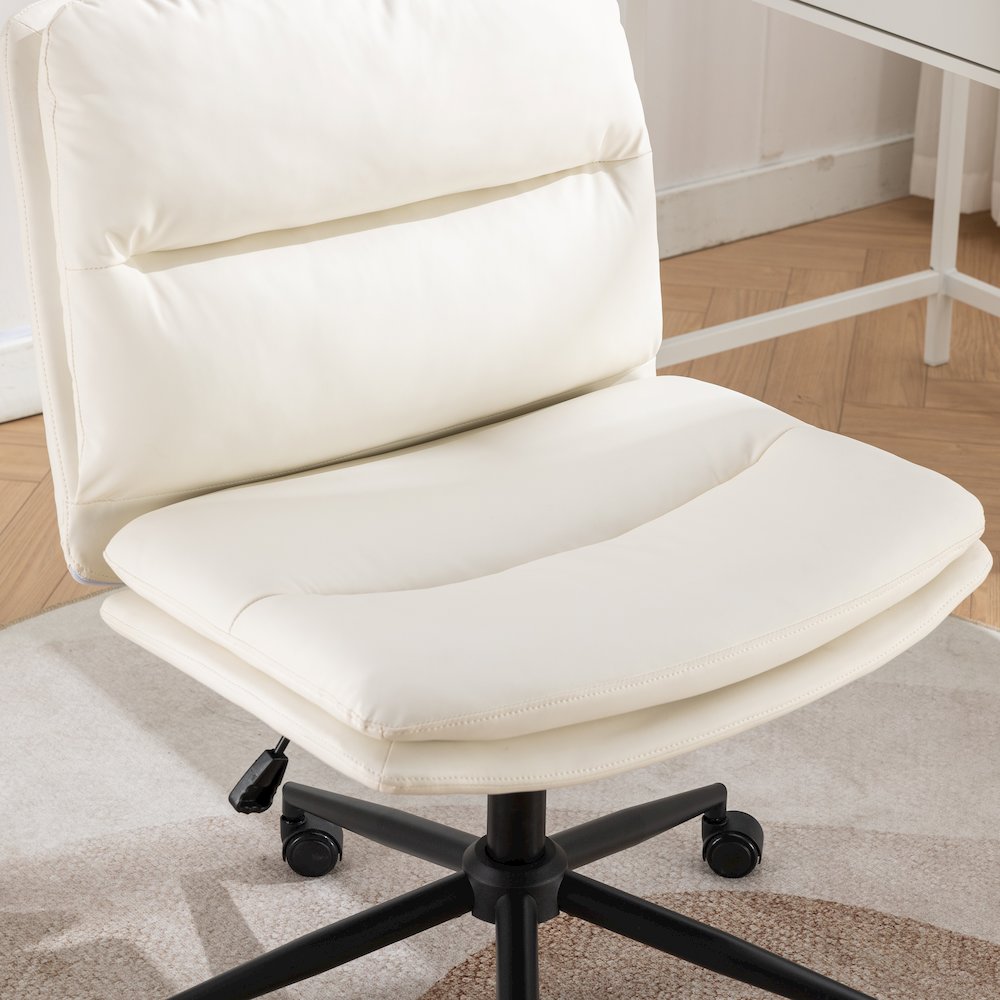 Bizerte Adjustable Swivel Criss Cross, Wide Seat Office or Vanity Chair, White. Picture 10