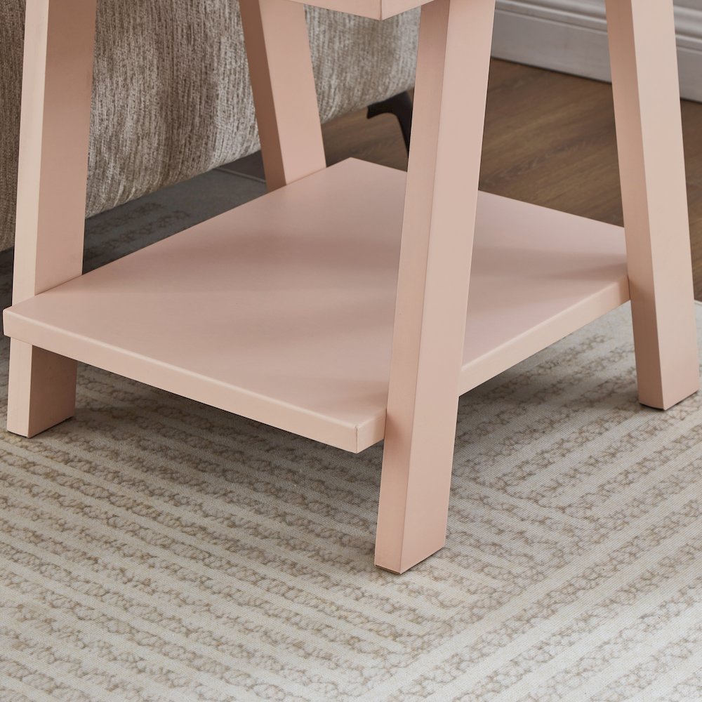 Athens Contemporary Wood Shelf Side Table in Pink. Picture 6