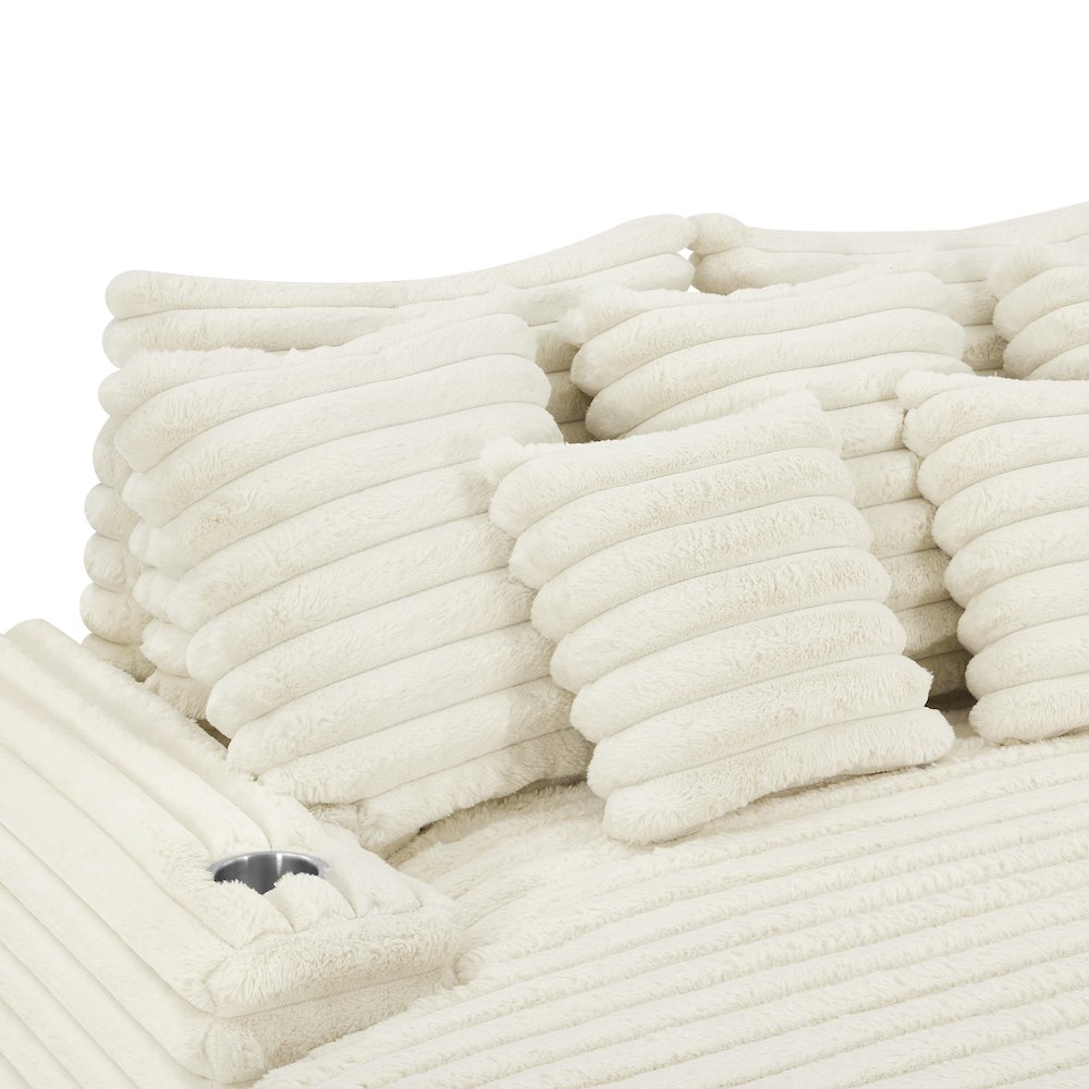 Gaviella Wide Wale Corduroy Oversized Multi-Functional Chaise Lounge, White. Picture 13