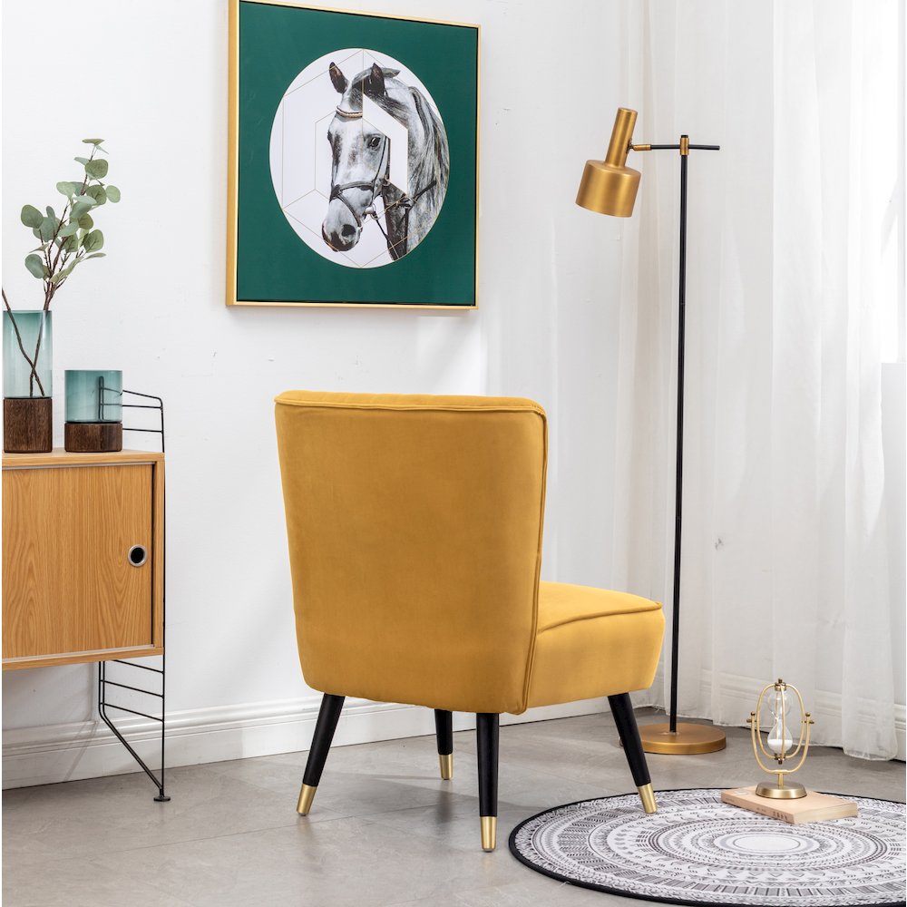 Elon Contemporary Velvet Upholstered Accent Chair, Gold. Picture 6