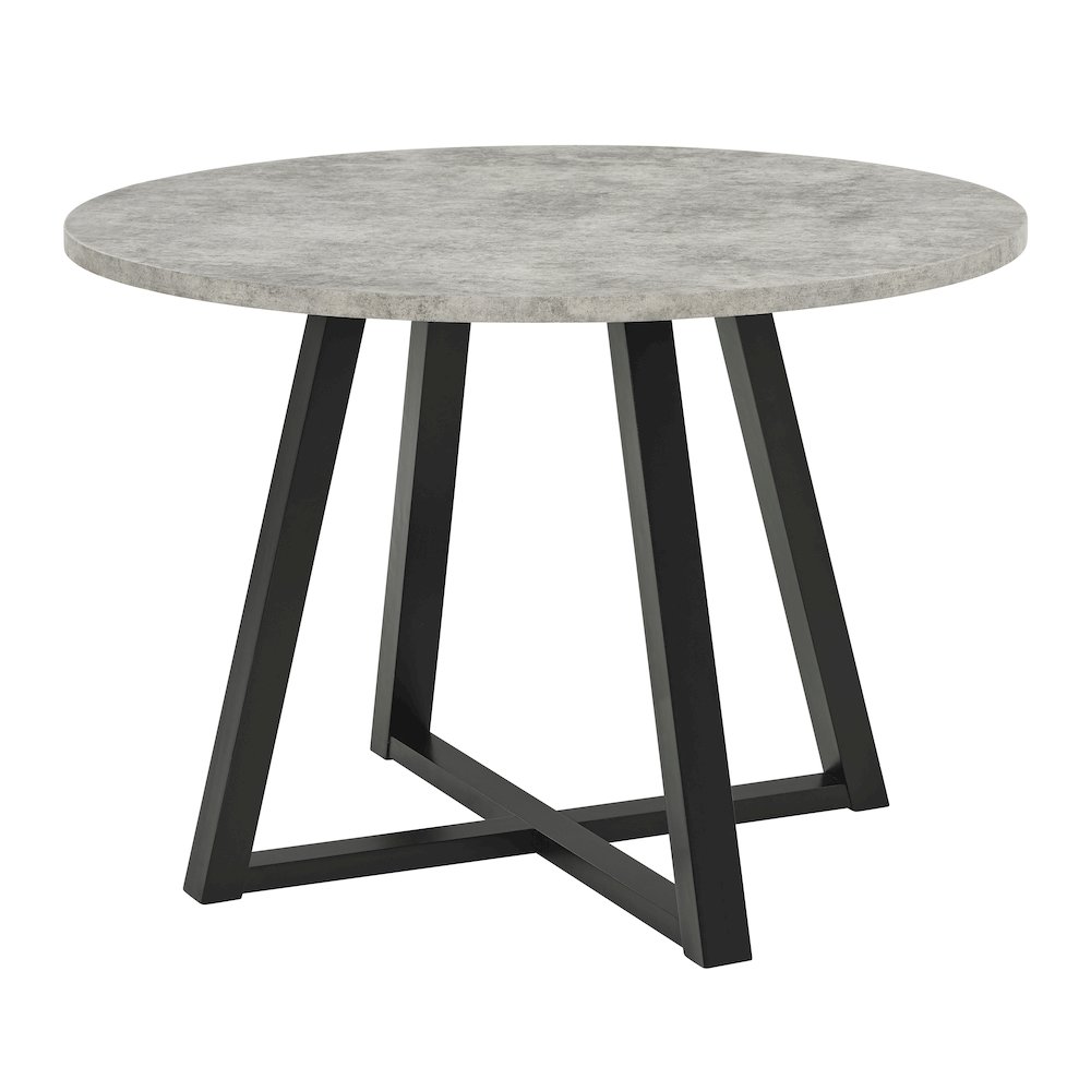 Edo 5-Piece Dining Set, Round Trestle Table and 4 Chairs, Gray and Blue. Picture 15