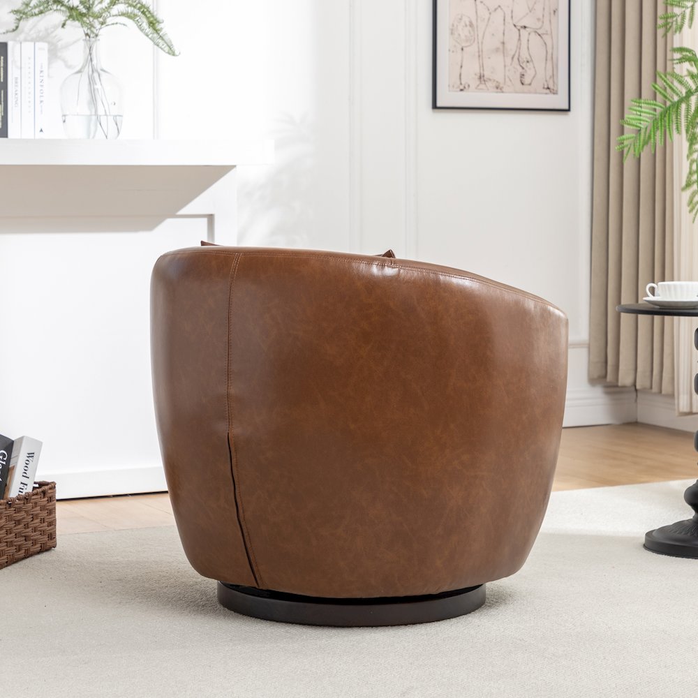 Orenza Modern Faux Leather Swivel Barrel Accent Club Chair. Picture 8
