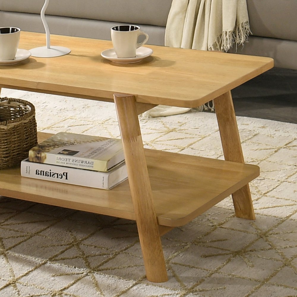 3-Piece Coffee Table Set, Coffee Table and Two End Tables, Natural Oak Finish. Picture 8