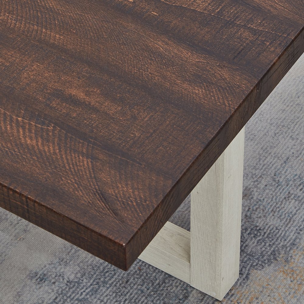 Luno Contemporary End Table, Walnut and White. Picture 5
