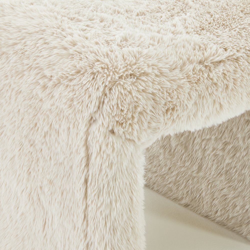 Zorya Contemporary Faux Fur U-Shaped Ottoman, Set of 2. Picture 11