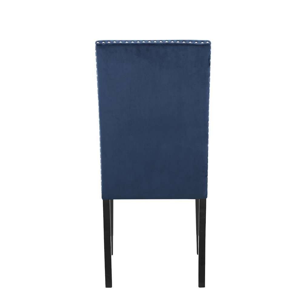 Cobre Contemporary Velvet Dining Chair with Nailhead Trim, Set of 2, Blue. Picture 7