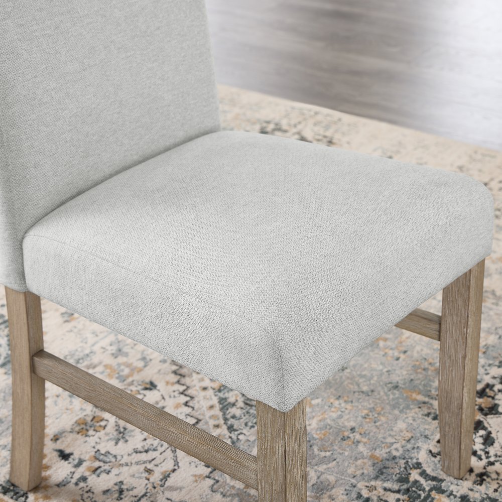 ZelalleUpholstered Dining Chairs,Light Gray Fabric with Rubberwood Legs,Set of 2. Picture 7