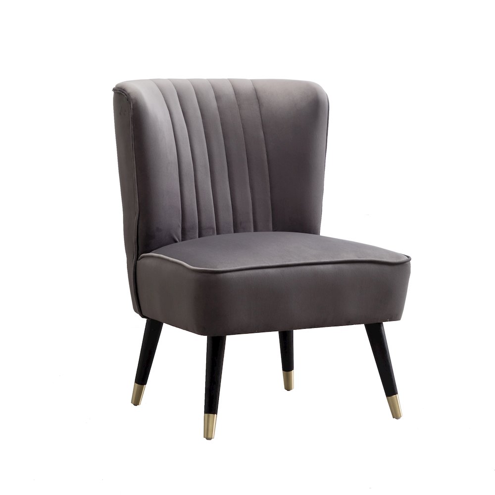 Elon Contemporary Velvet Upholstered Accent Chair, Gray. Picture 1