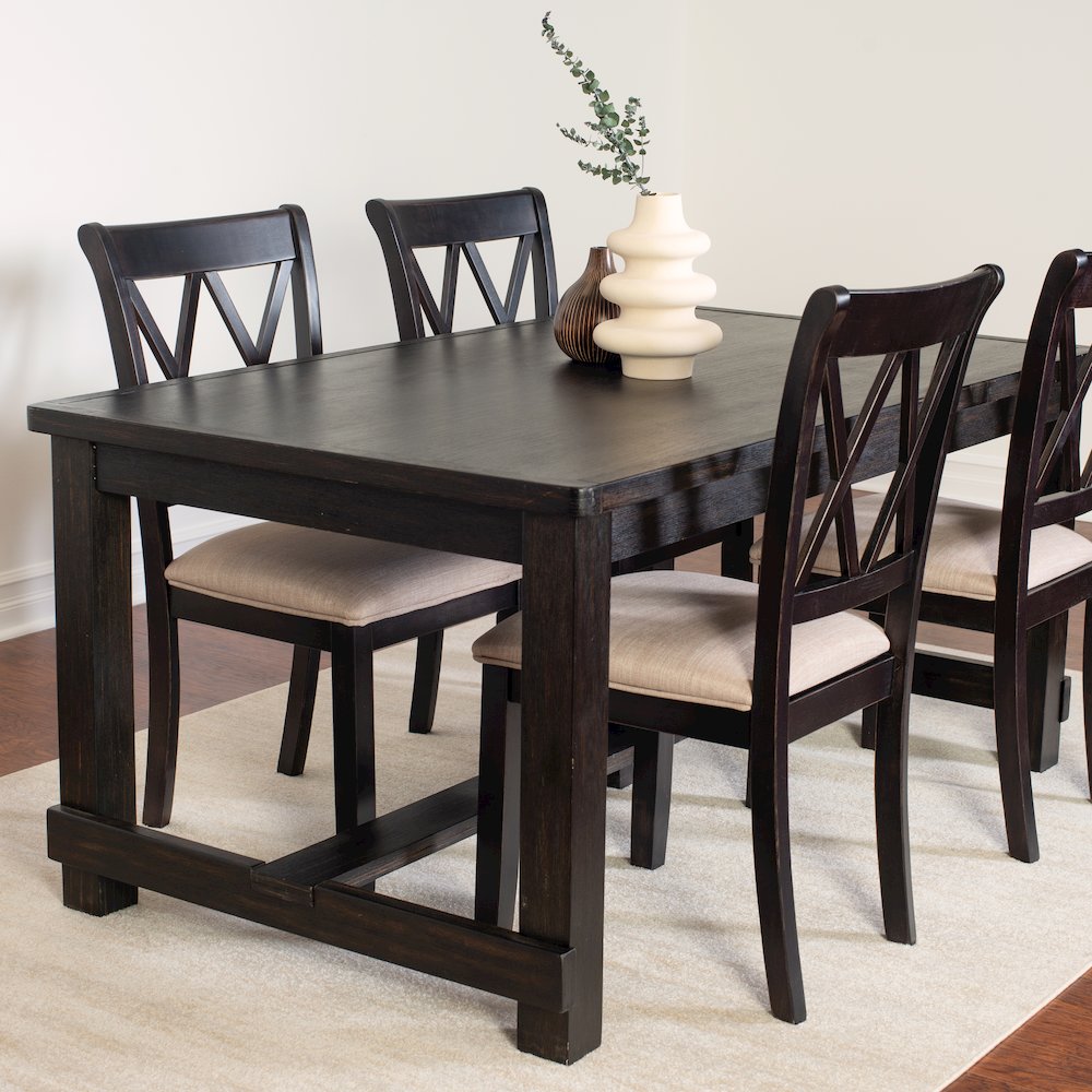 Hensfield 5-Piece Dining Set, Dining Table with 4 Cross-back Chairs, Rich Black. Picture 3