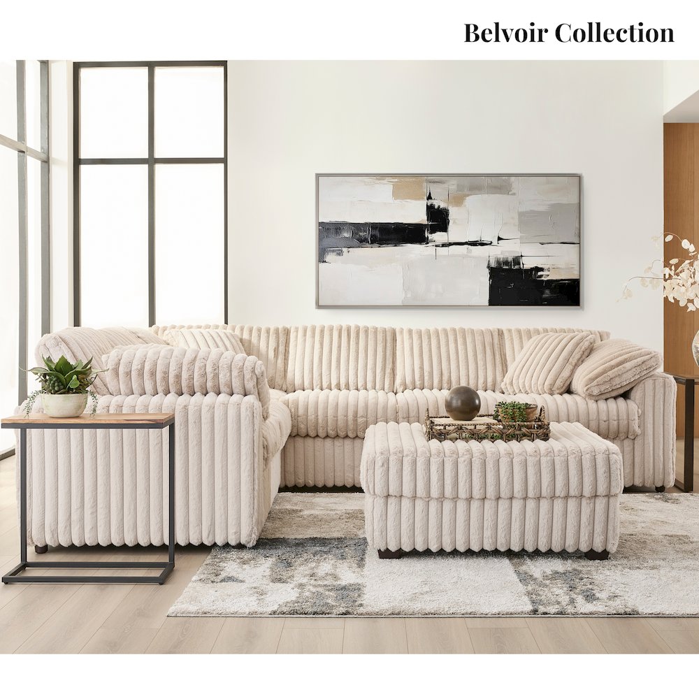 Belvoir Living Room L-shape Sectional, Beige Champagne. Picture 6