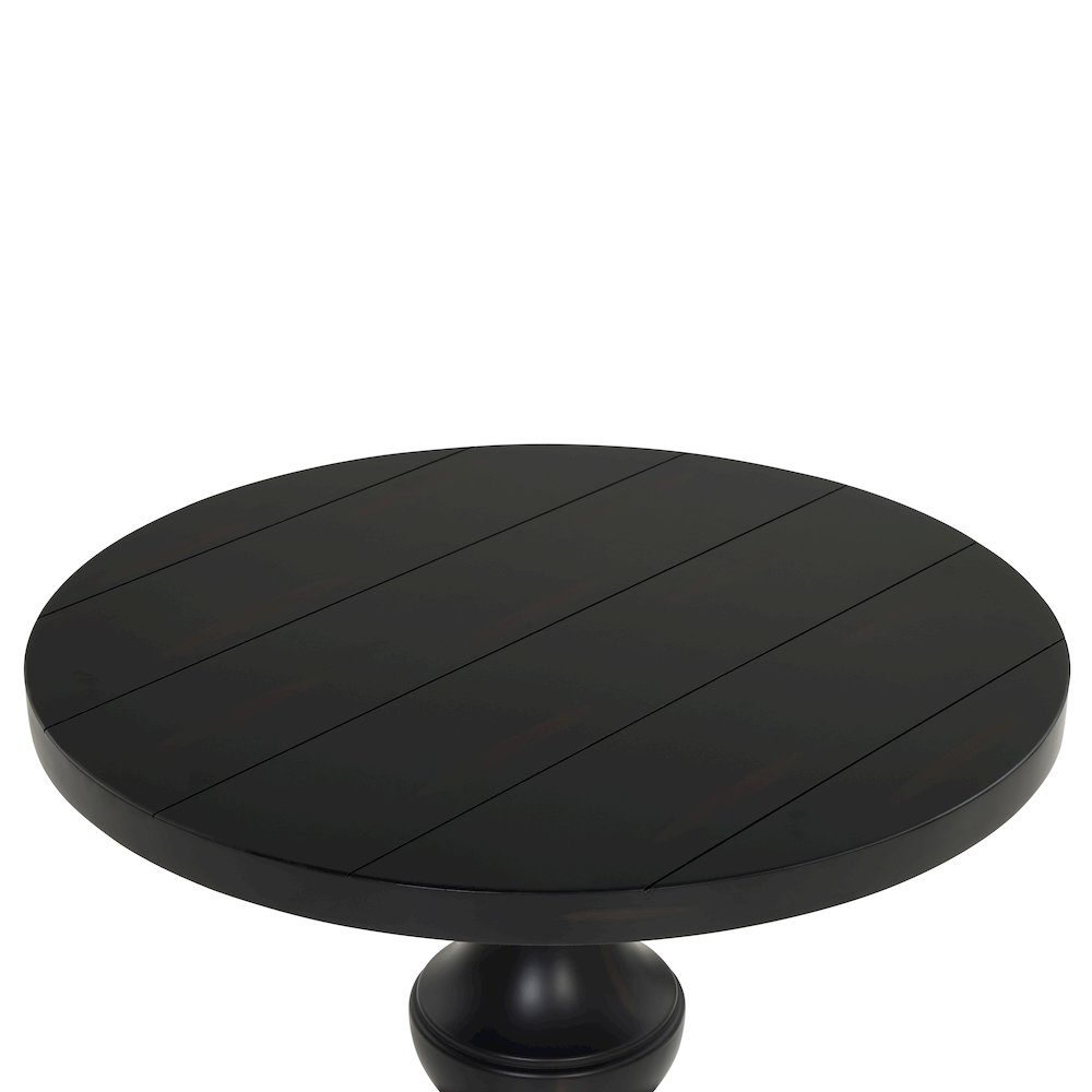 Caesar Traditional Round Pedestal End Table, Black. Picture 6