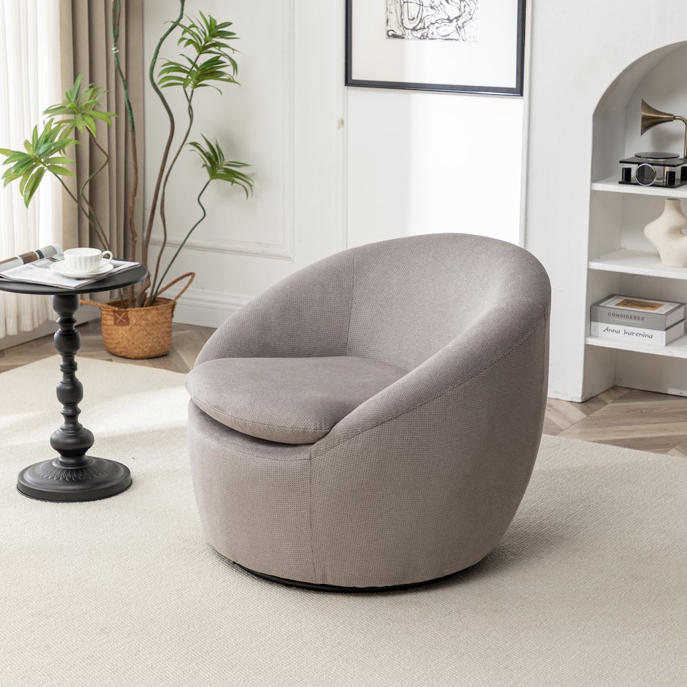 Winnie Modern Barrel Chair, 360° Swivel. Picture 4