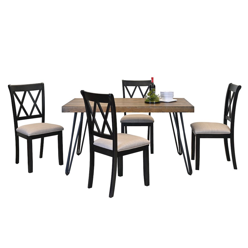 Arroyo 5-Pc Dining Set, Hairpin Dining Table with 4 Chairs, Rich Black. Picture 1