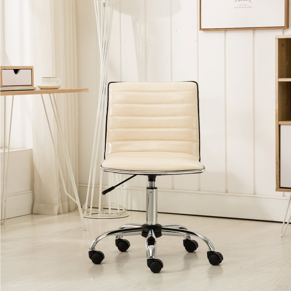 Fremo Chromel Adjustable Air Lift Office Chair in Beige. Picture 2