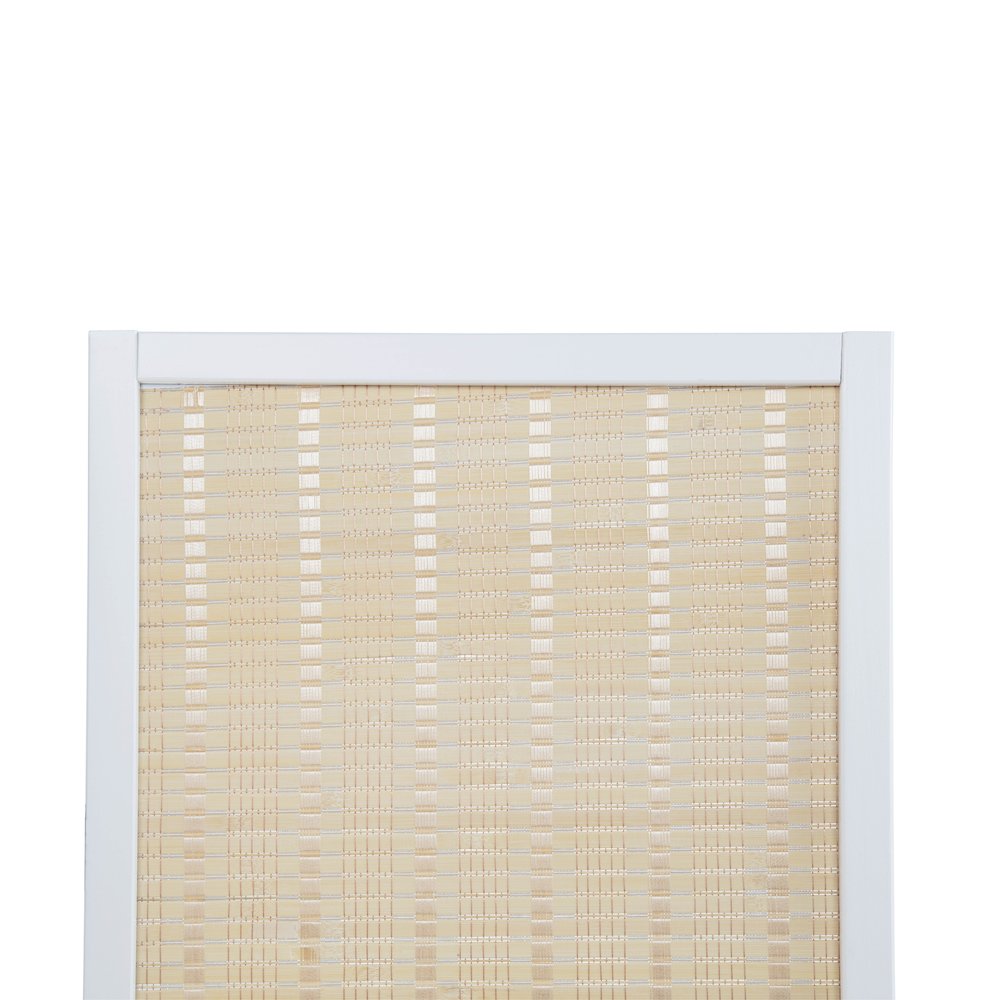Inkwell 4-Panel Bamboo Room Divider, Folding Screen, Natural with White Frame. Picture 7