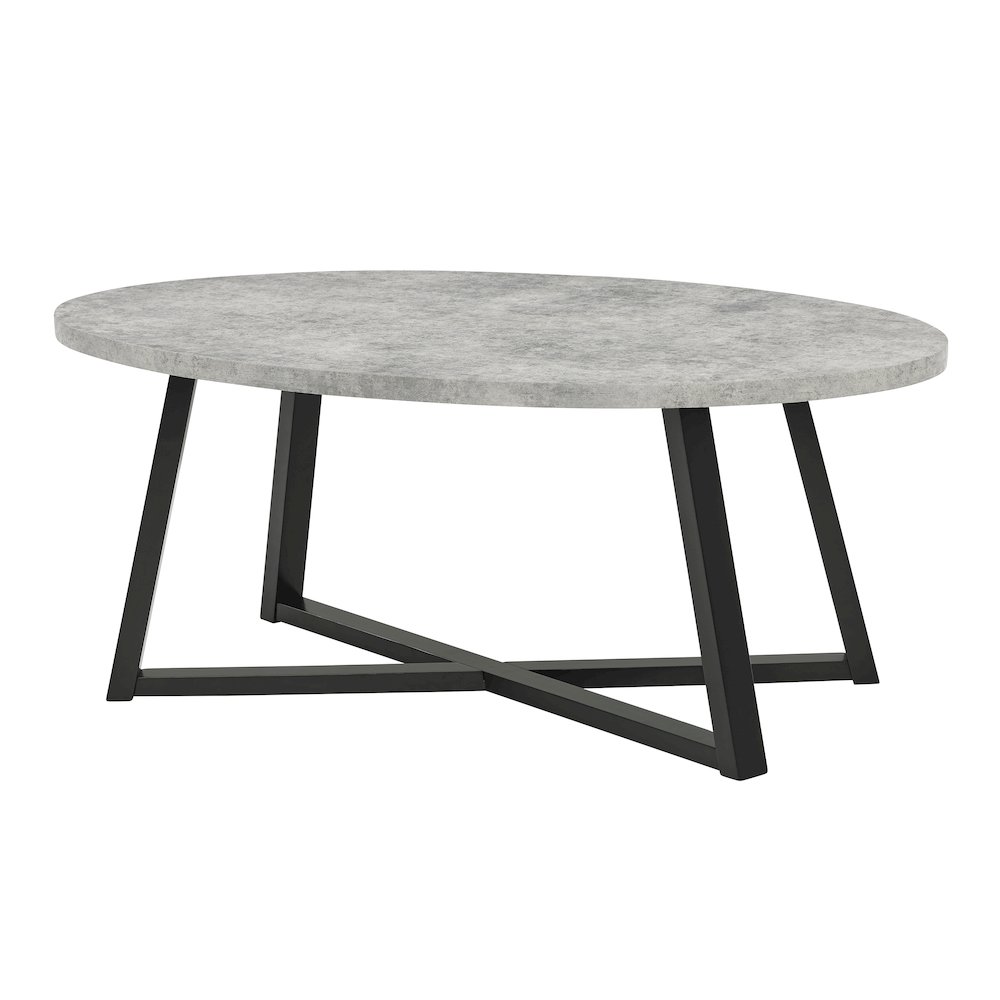 Modern Harmony Wood Oval Coffee Table, Gray. Picture 9