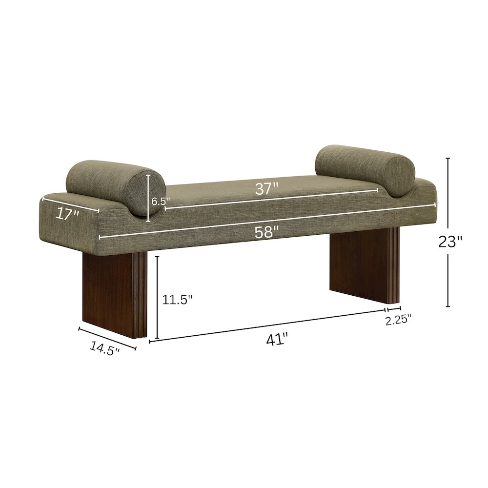 Brooke Contemporary Upholstered Bench, Green. Picture 6