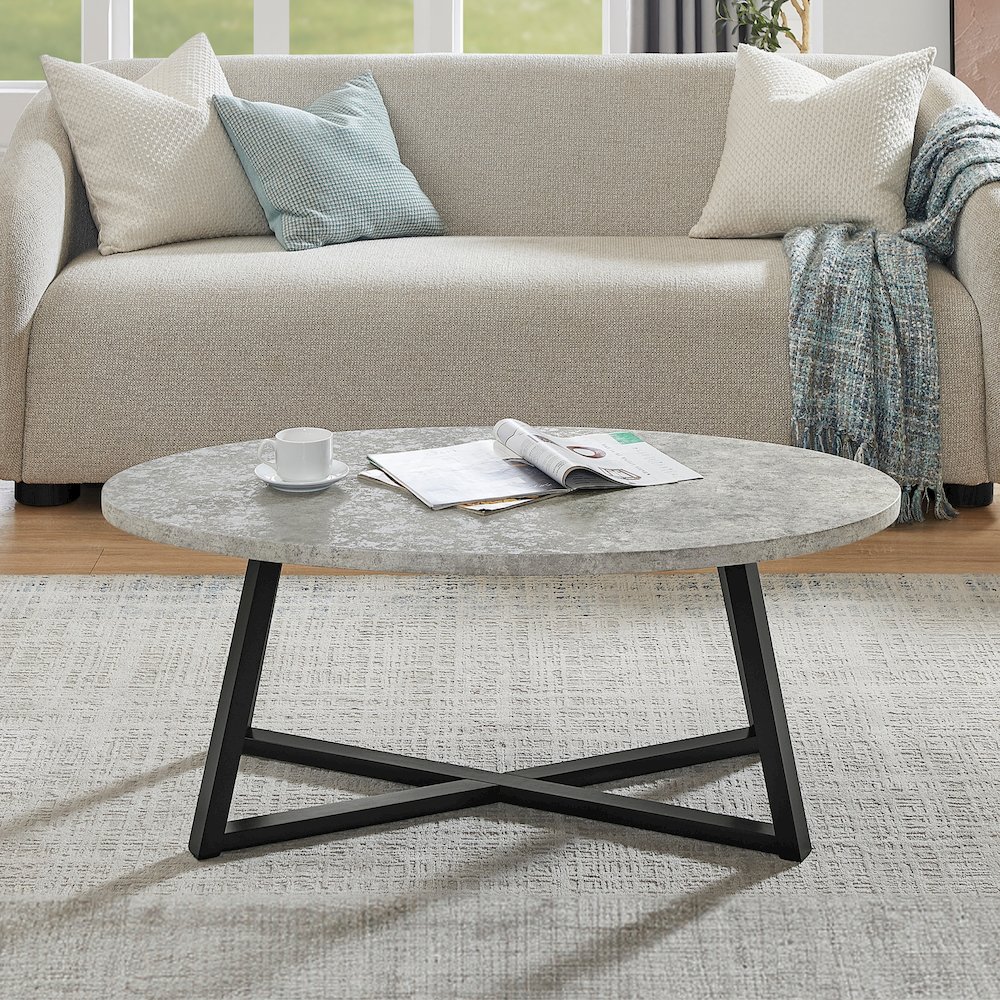 Modern Harmony 3-Piece Wood Oval Coffee Table Set, Gray. Picture 5