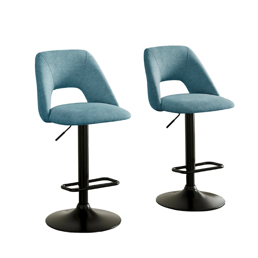 Nuvia Contemporary Adjustable Barstool with Upholstered Swivel Seats, Set of 2. Picture 1
