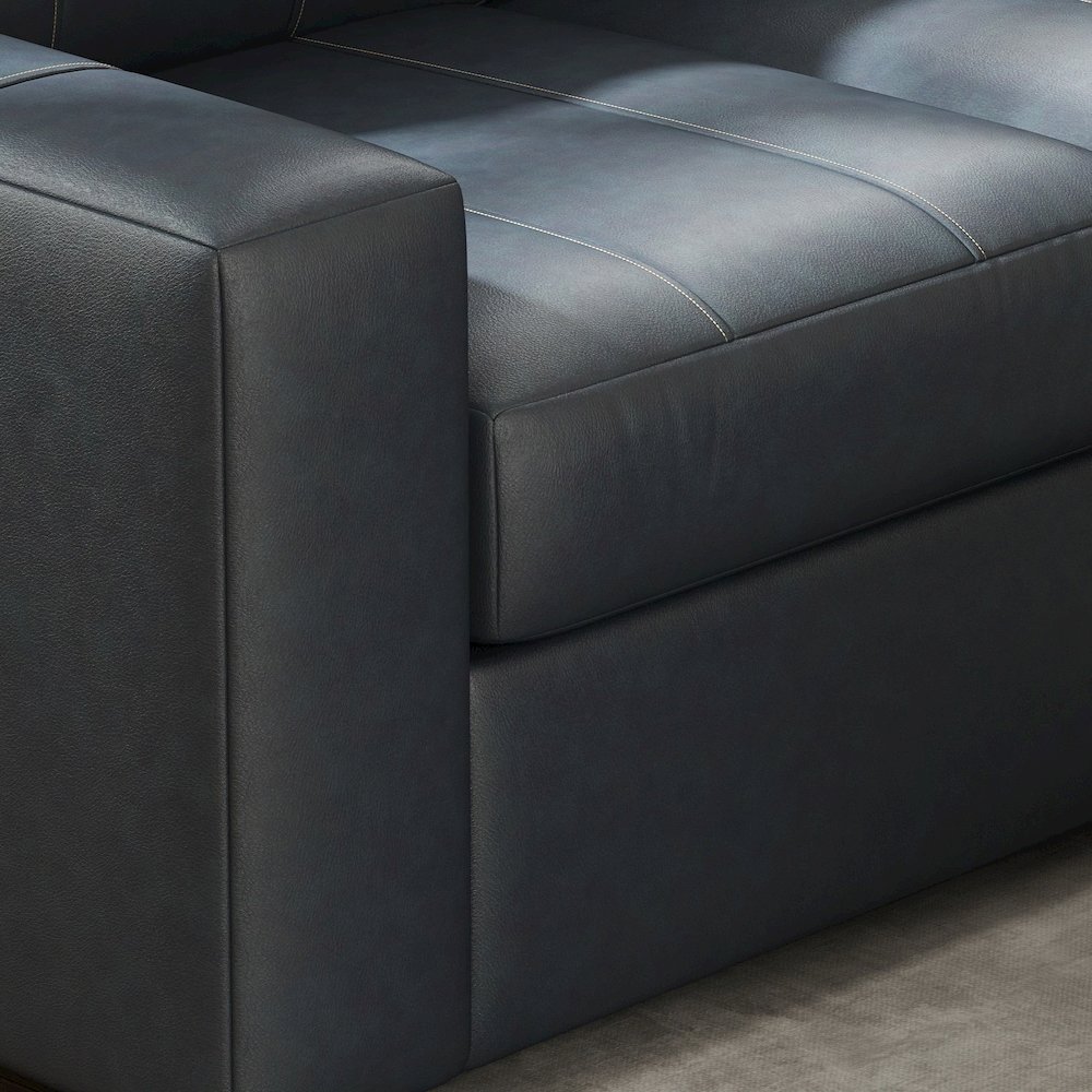 Sakan Leather Upholstered 2-Piece Living Room Set, Sofa and Loveseat, Blue. Picture 9