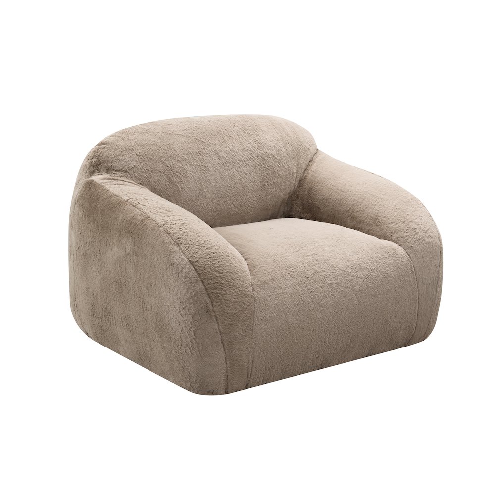 Adell Polar Bear Faux Fur Swivel Cuddle Chair, Camel Brown. Picture 7