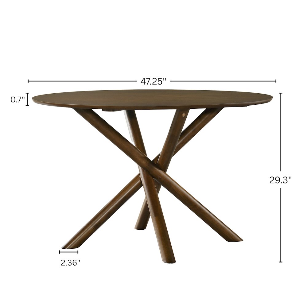 Arnott Round Dining Table, Walnut Finish. Picture 11
