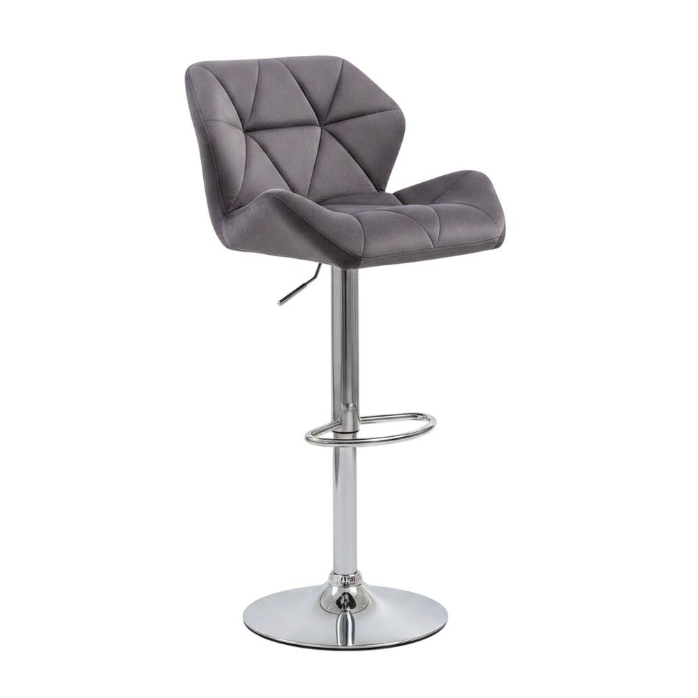 Gray Velvet Diamond Tufted Swivel Barstool Set of 2 with Adjustable Height. Picture 4