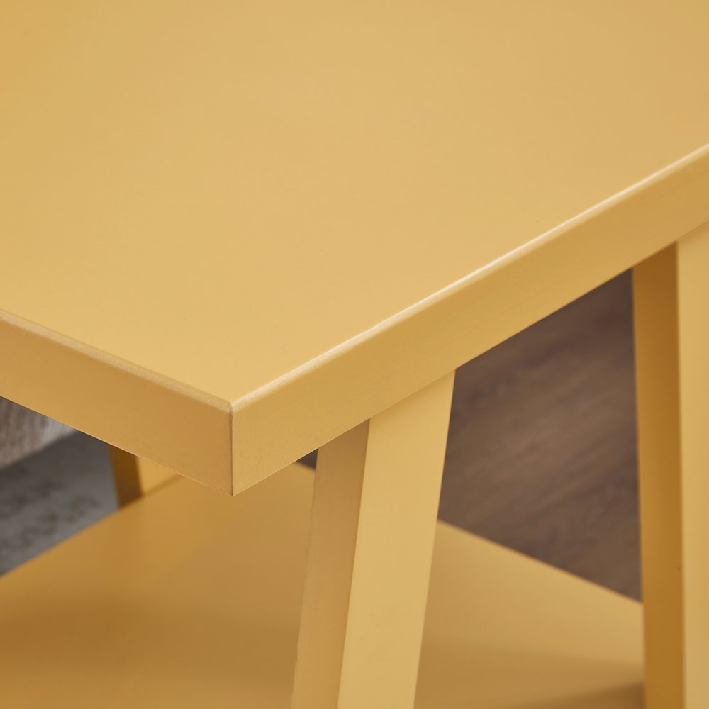 Athens Contemporary Wood Shelf End Table in Yellow. Picture 5