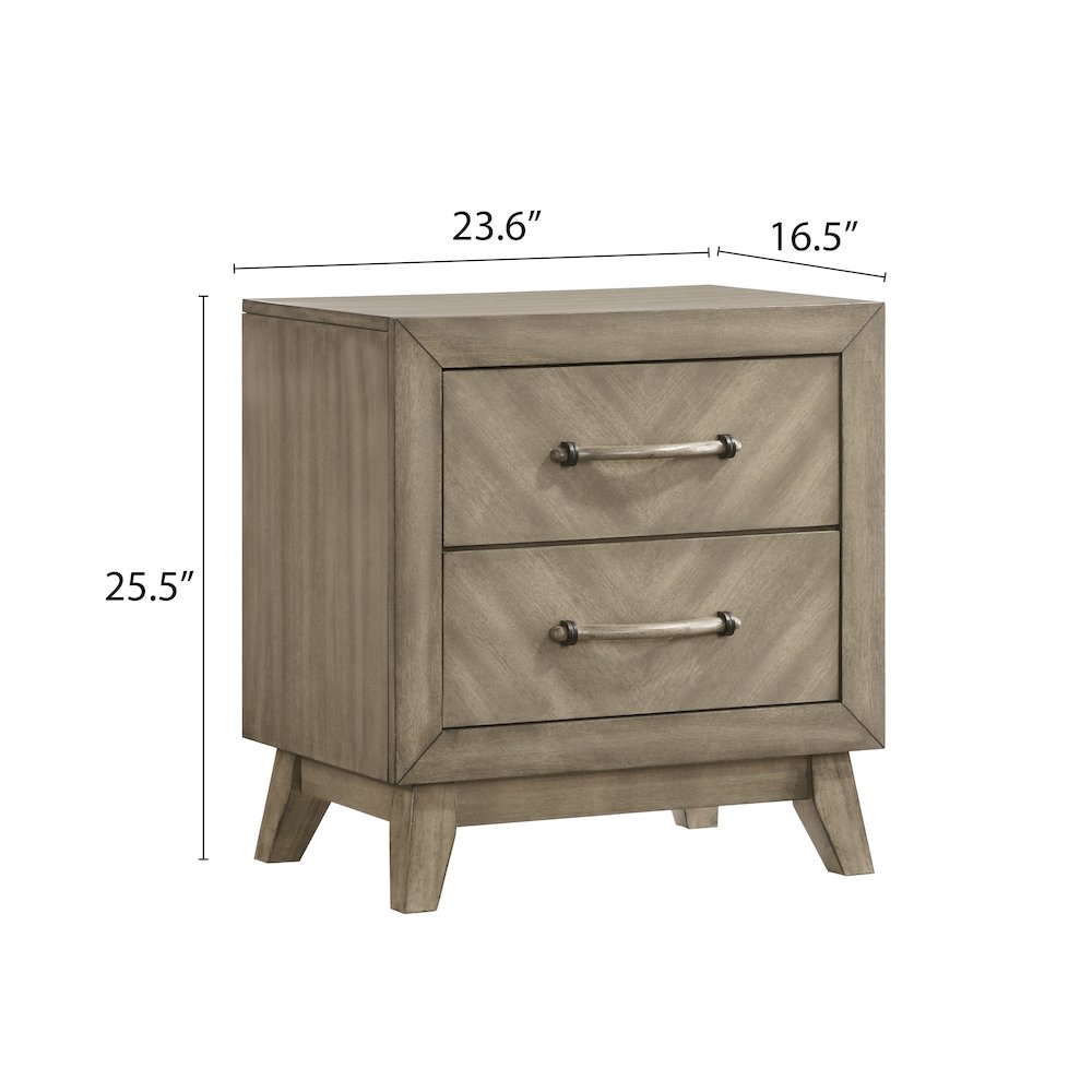 Arena Contemporary 2-Drawer Nightstand in Weathered Sand. Picture 7