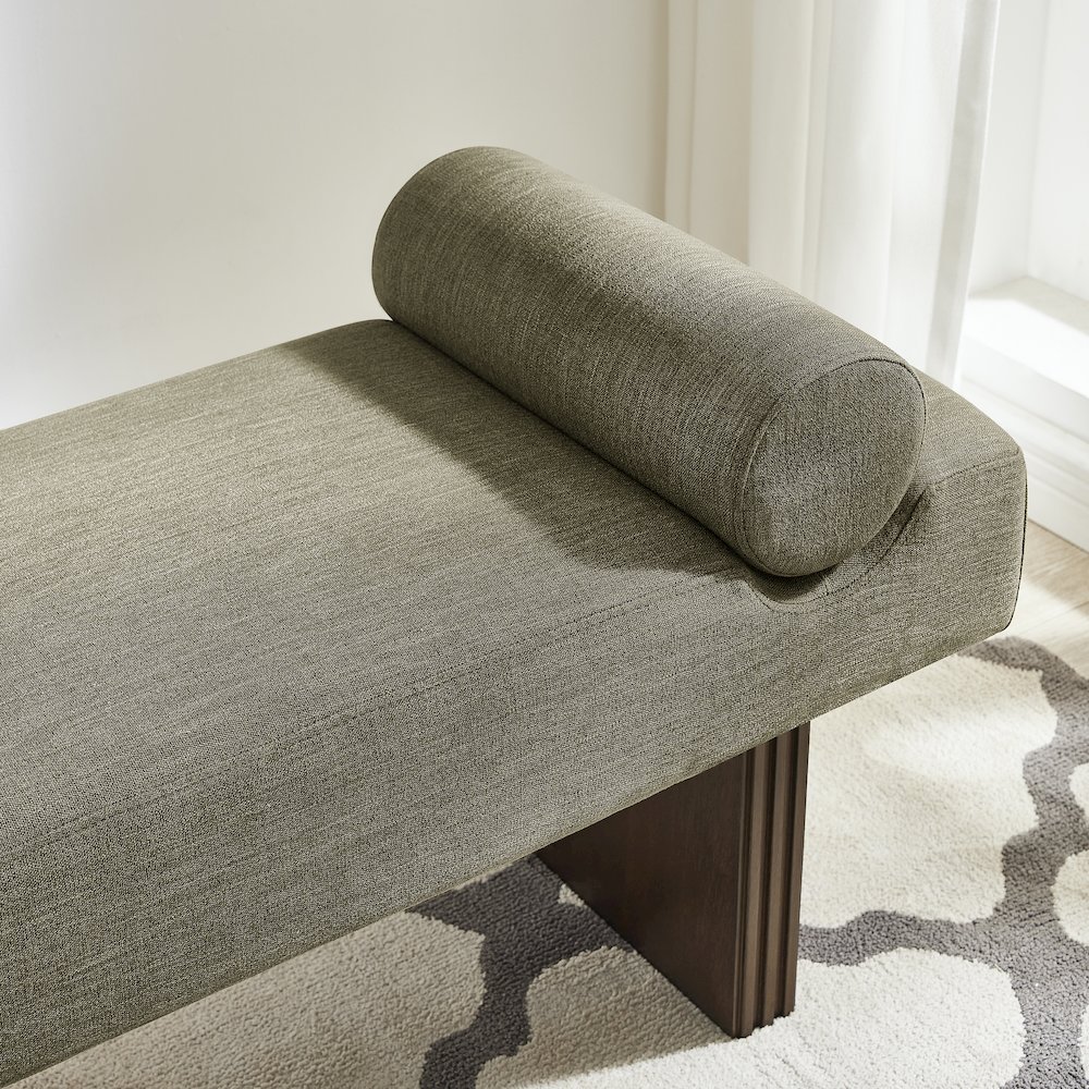 Brooke Contemporary Upholstered Bench, Green. Picture 4