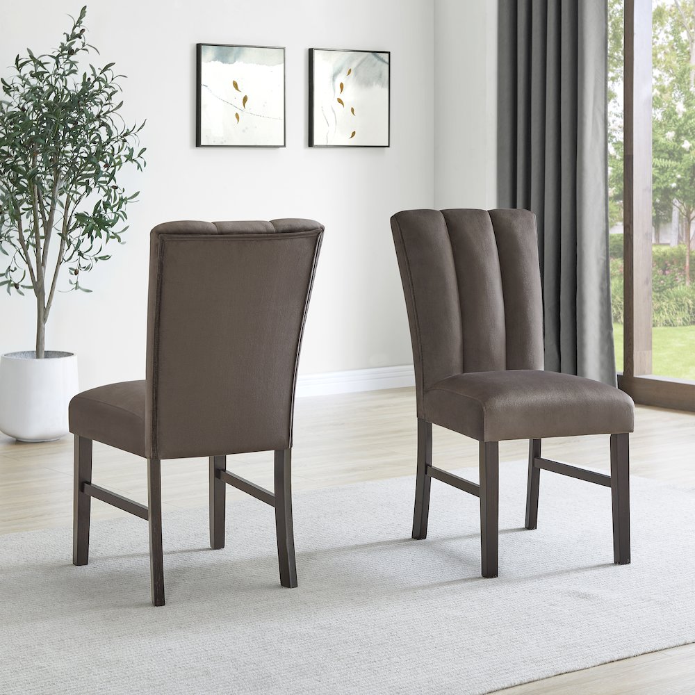Cavira 7-PC Modern Faux Marble Dining Set, Double Pedestal Table with 6 Chairs. Picture 13
