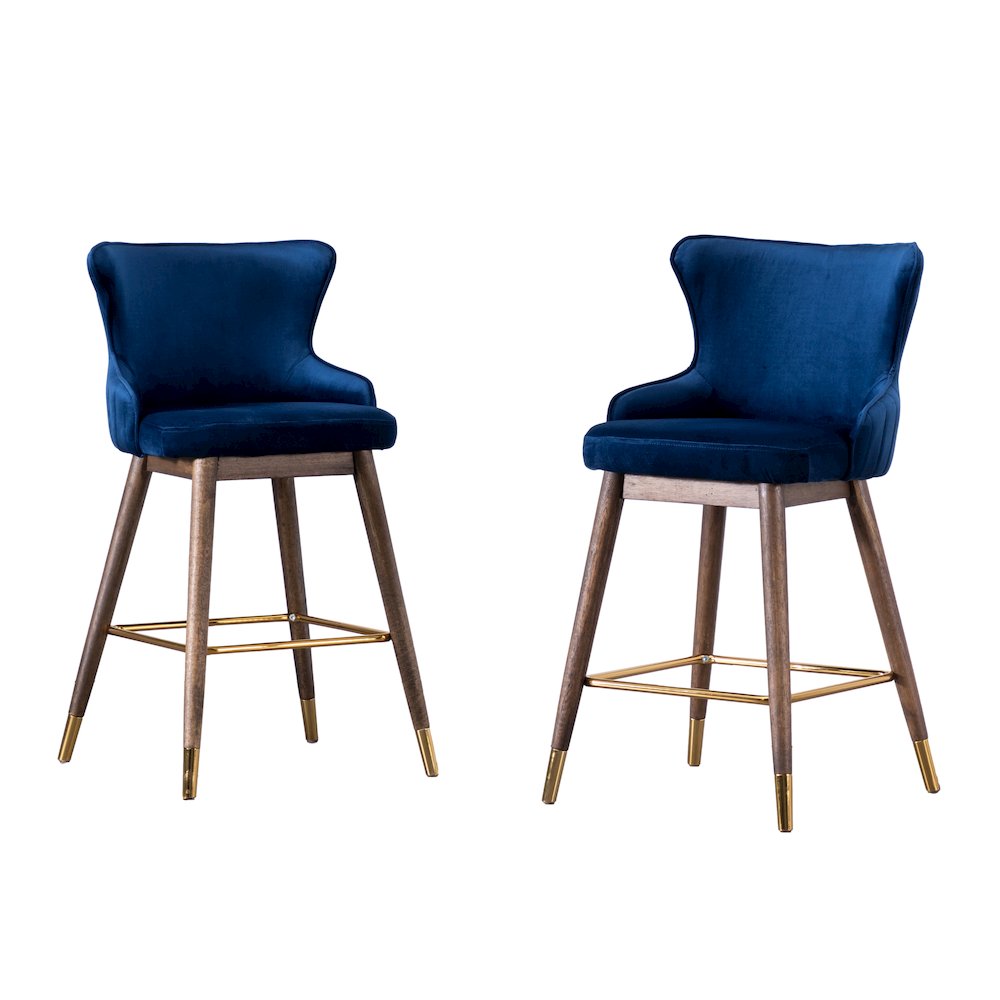 Leland Fabric Upholstered Counter Height Wingback Stools, Set of 2, Blue. Picture 14