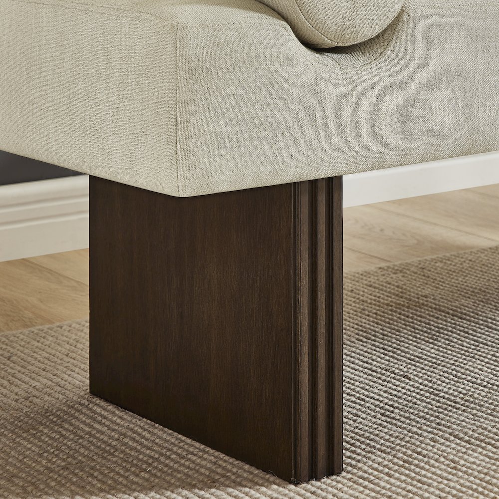 Brooke Contemporary Upholstered Bench, Beige. Picture 6