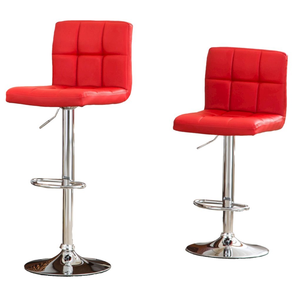Biscc 2 Swivel Elegant PU Leather Modern Adjustable Hydraulic Bar Stools, Red. Picture 8