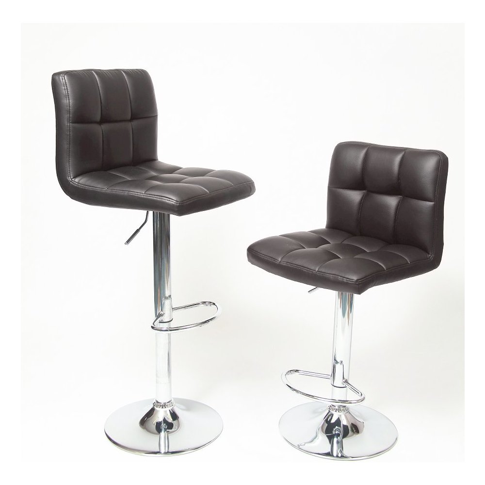 Biscc 2 Swivel Elegant PU Leather Modern Adjustable Hydraulic Barstools, Brown. Picture 1