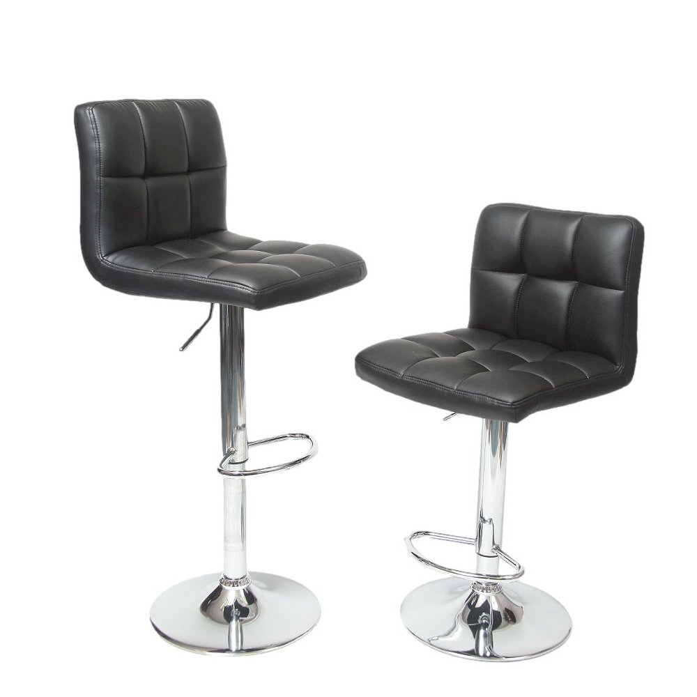 Biscc 2 Swivel Elegant PU Leather Modern Adjustable Hydraulic Barstools, Black. Picture 8