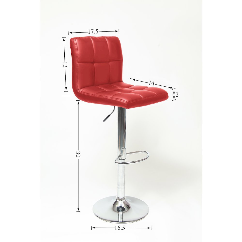 Biscc 2 Swivel Elegant PU Leather Modern Adjustable Hydraulic Bar Stools, Red. Picture 2