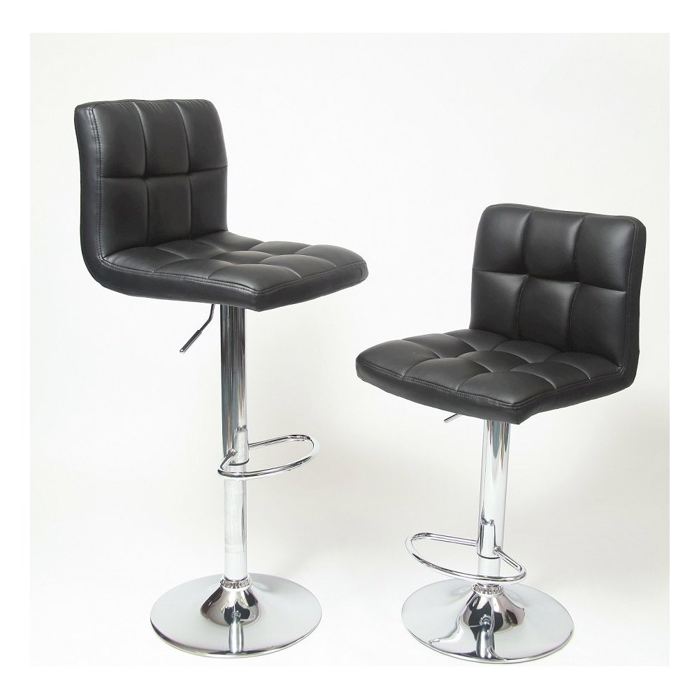 Biscc 2 Swivel Elegant PU Leather Modern Adjustable Hydraulic Barstools, Black. Picture 1
