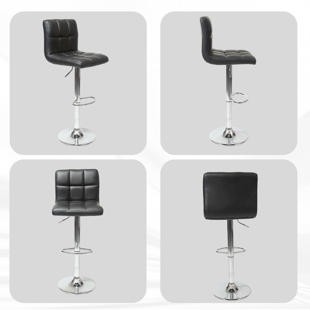Biscc 2 Swivel Elegant PU Leather Modern Adjustable Hydraulic Barstools, Black. Picture 5
