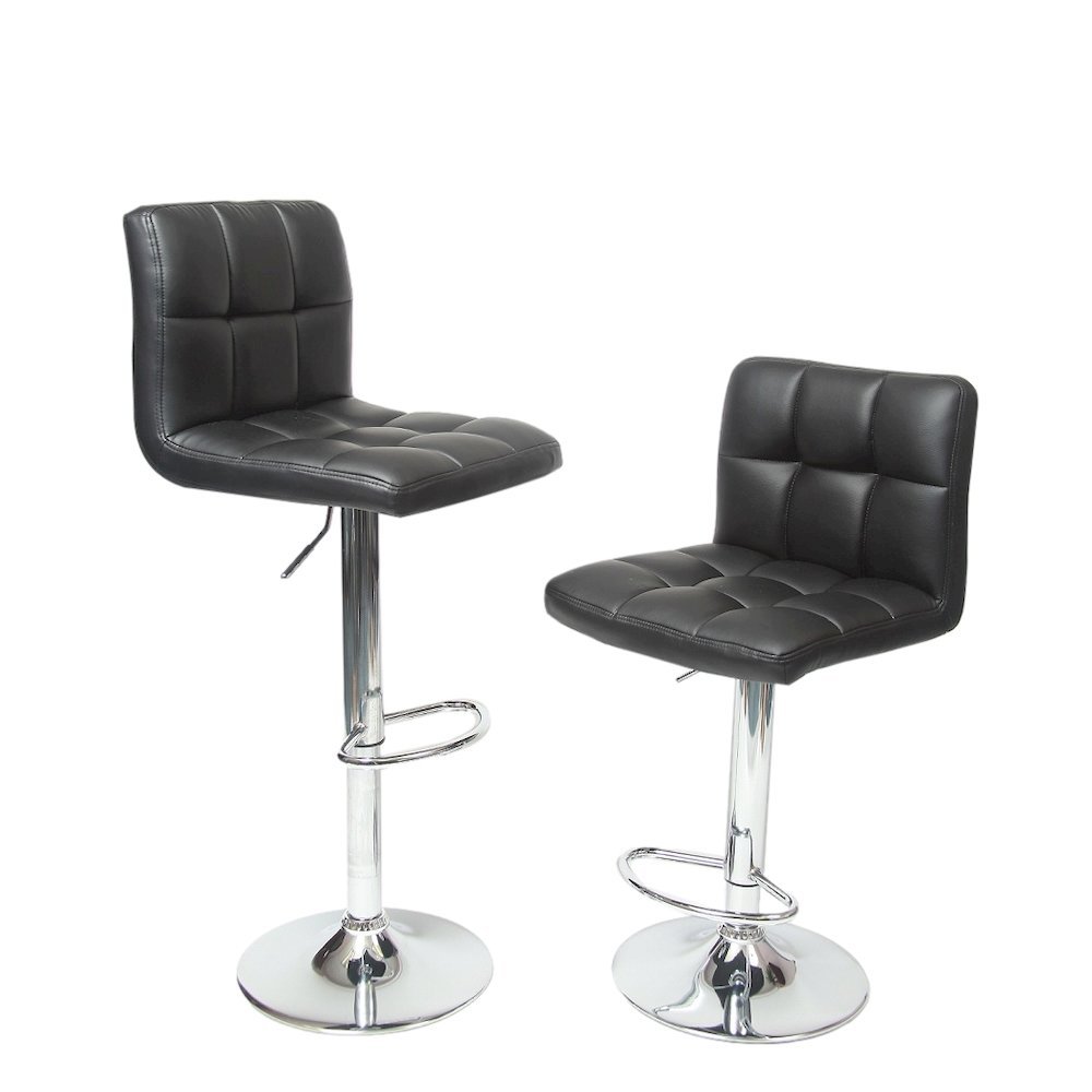 Biscc 2 Swivel Elegant PU Leather Modern Adjustable Hydraulic Barstools, Black. Picture 7