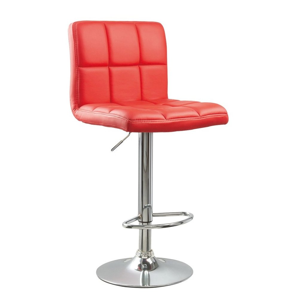 Biscc 2 Swivel Elegant PU Leather Modern Adjustable Hydraulic Bar Stools, Red. Picture 1