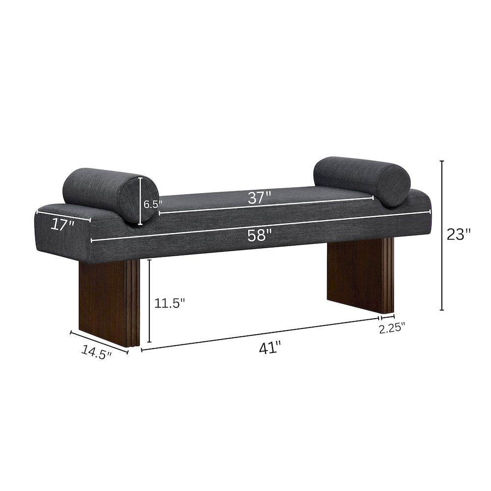 Brooke Contemporary Upholstered Bench, Black. Picture 7