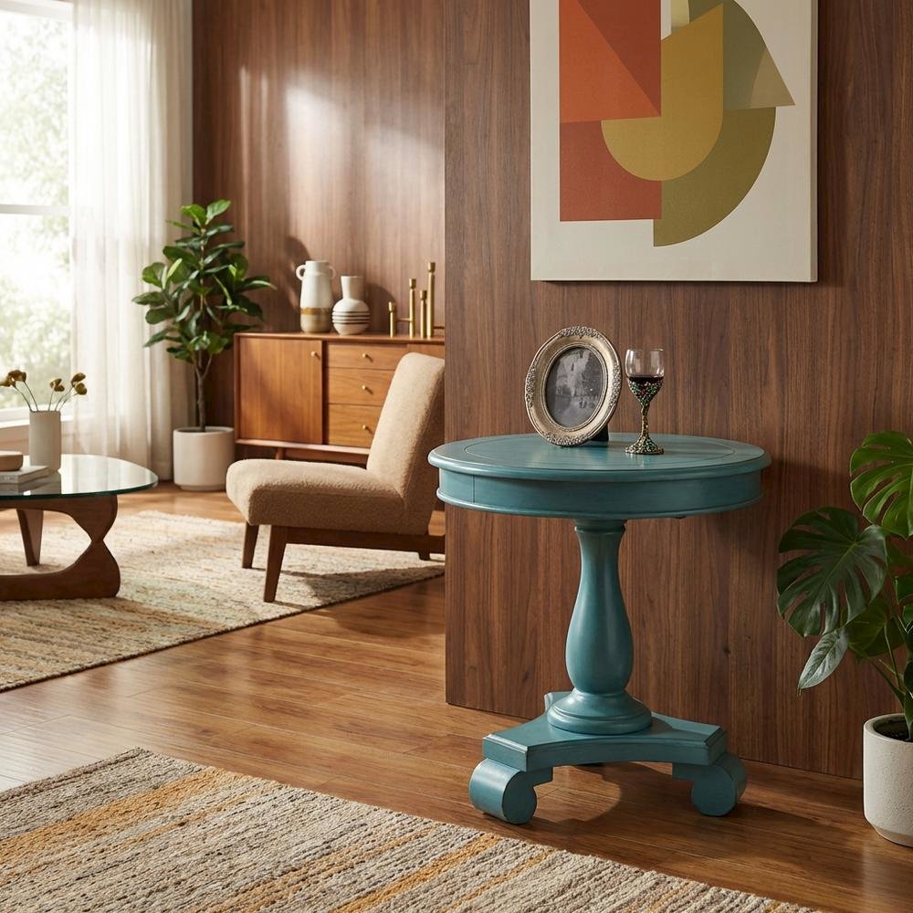 Teal, Pedestal Table, Pedestal Base, Quality Build. Picture 3